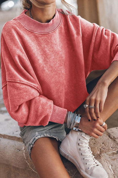 Top Round Neck Dropped Shoulder Sweatshirt