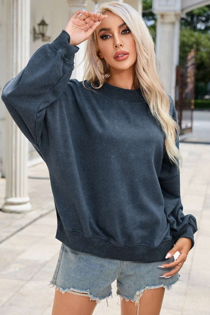 Top Round Neck Dropped Shoulder Sweatshirt