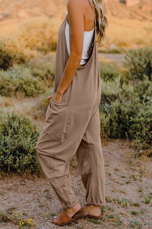 A V-Neck Sleeveless Jumpsuit with Pockets