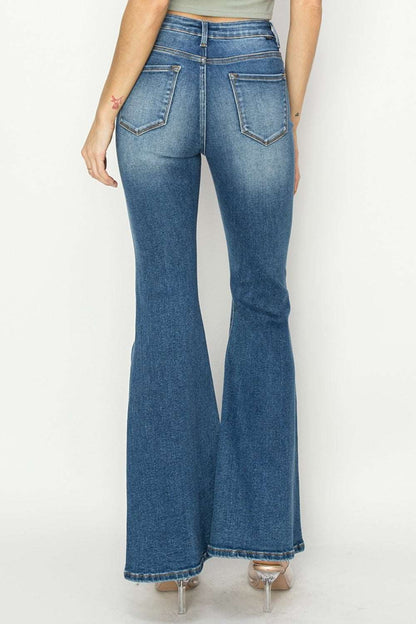 A High Rise Front Seam Detailed Flare Jeans