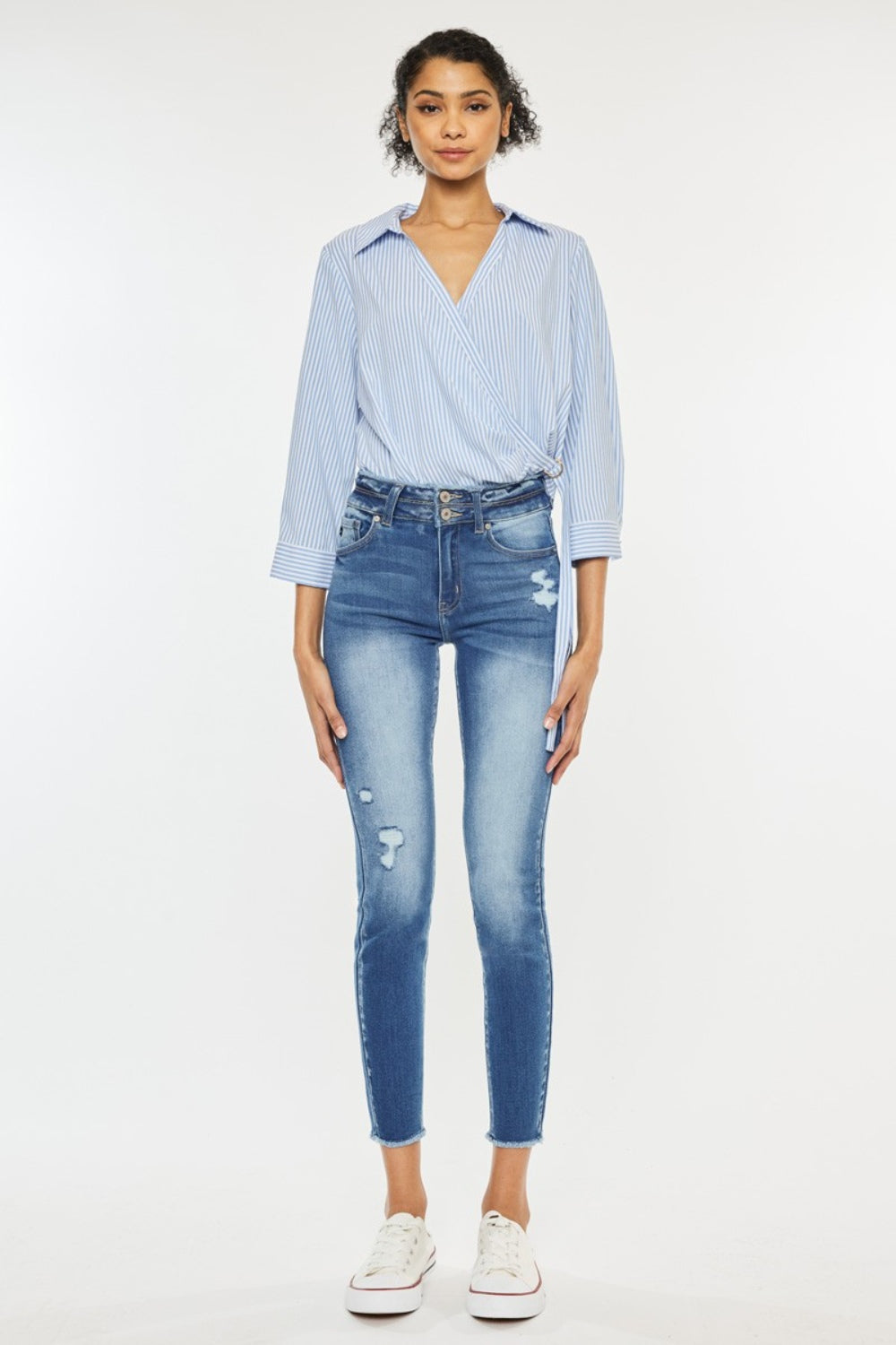 Pants Kancan Raw Hem High Waist Jeans