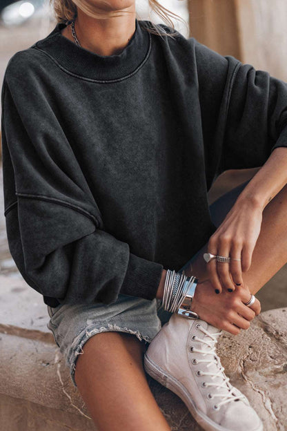 Top Round Neck Dropped Shoulder Sweatshirt