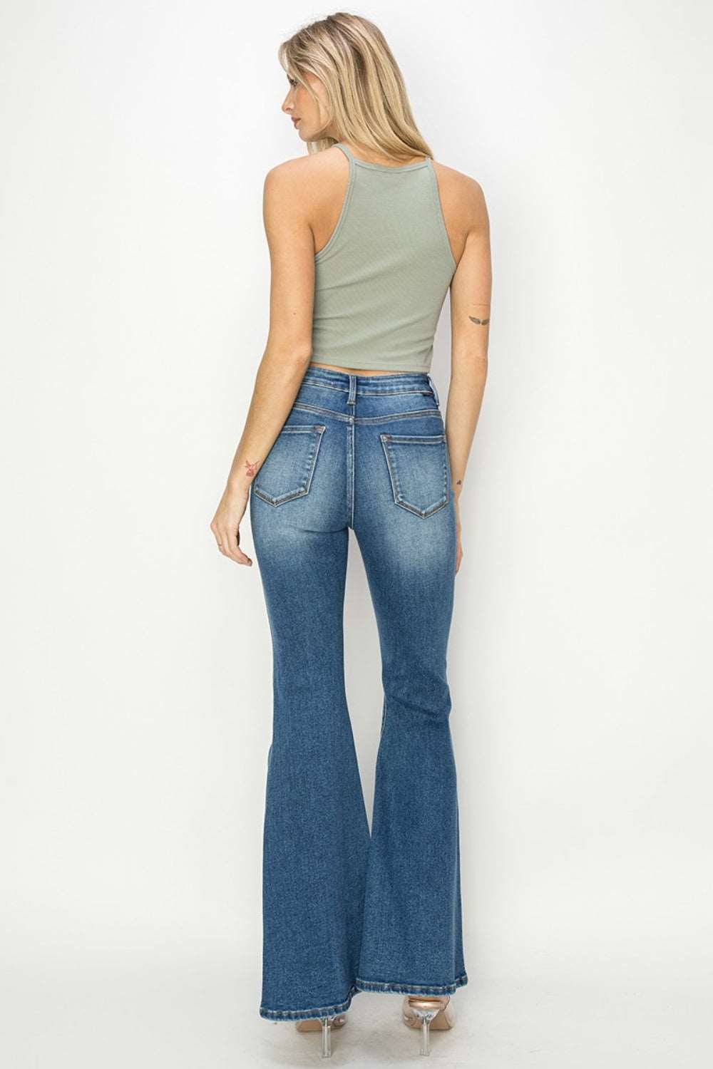 A High Rise Front Seam Detailed Flare Jeans