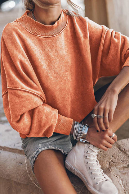 Top Round Neck Dropped Shoulder Sweatshirt