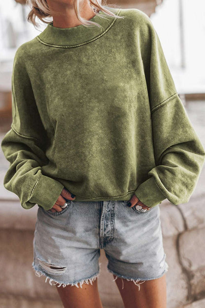 Top Round Neck Dropped Shoulder Sweatshirt