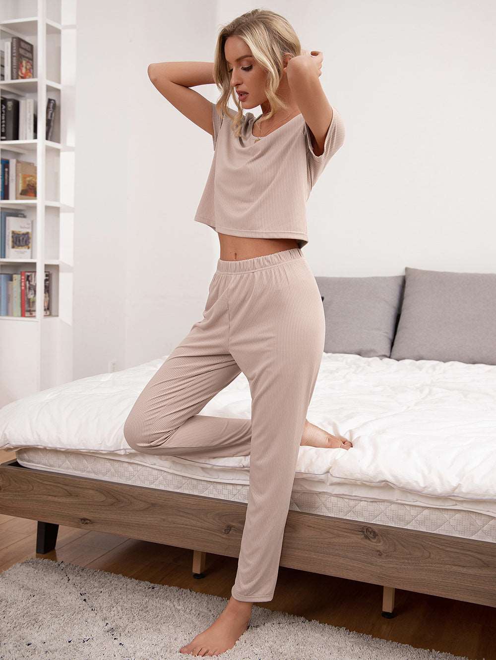 A Basic Top and Pants Loungewear Set