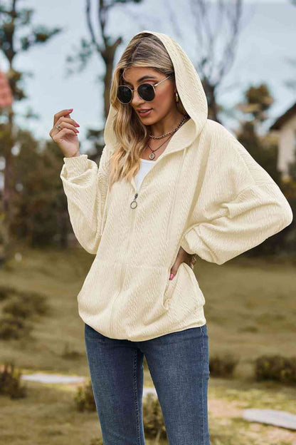 Top Cable-Knit Long Sleeve Hooded Jacket