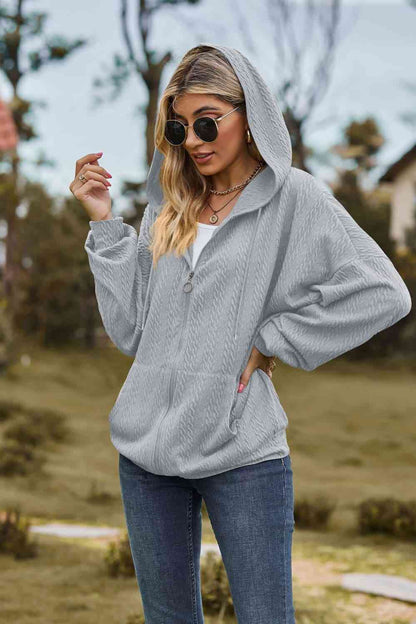 Top Cable-Knit Long Sleeve Hooded Jacket